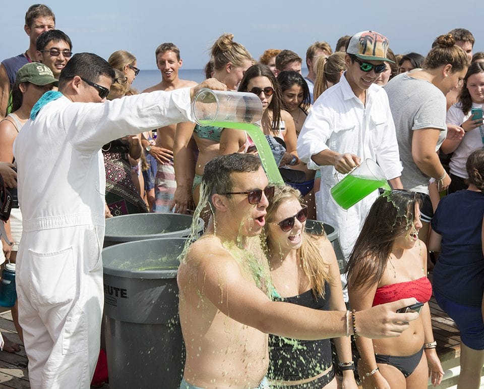 Pollywogs start with a dousing of 'fish guts' (green water).